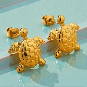 Gold Turtle Stud Earrings